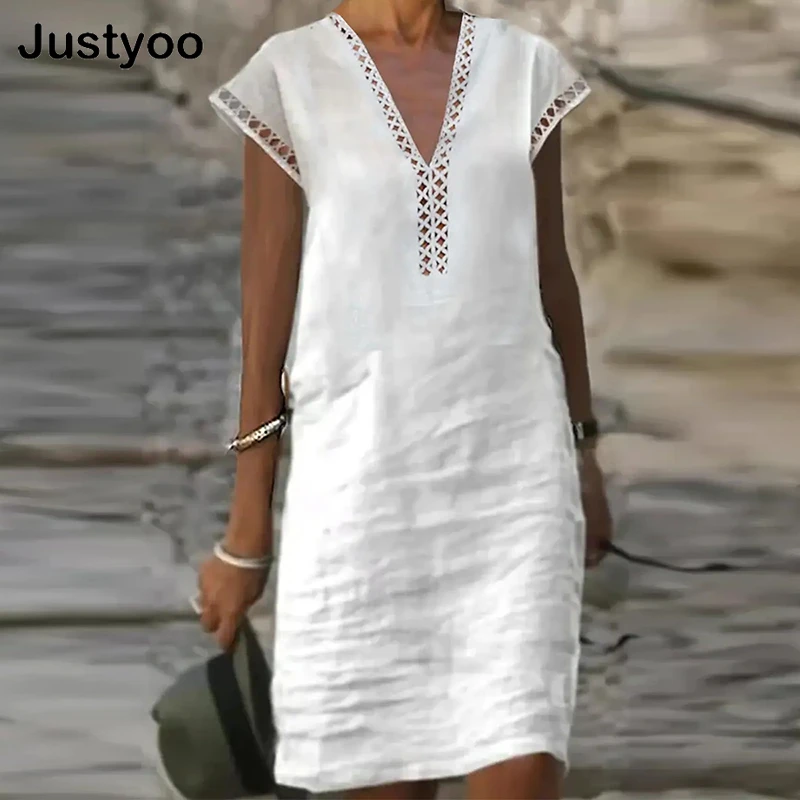 

Женское мини-платье с V-образным вырезом, с коротким рукавом