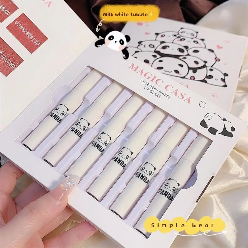 

6pcs Portable Matte Velvet Lipstick Long Lasting Moisturizing Lip Gloss Cute Lip Tint Gift Package Lipstick Makeup Cosmetics