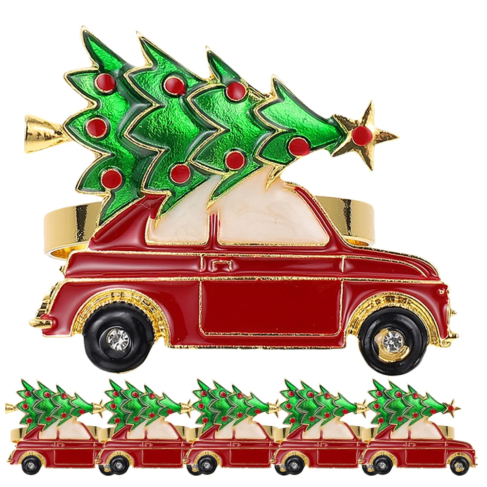 

Napkin Rings Christmasbuckle Ring Serviette Holder Tree Metal Table Dinner Car Holders Holiday Winter Decor Decorative Truck Red