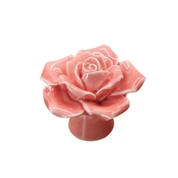 rose flower shape ceramics colorful cabinet cupboard round handles wardrobe drawer closet door pull knobs