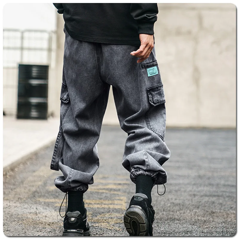 Kenntrice 2022 Men's Denim Pants Spring Hip Hop Jeans Wide Casual Fashion Autumn Pockets Streetwear Male Baggy Trousers For Man