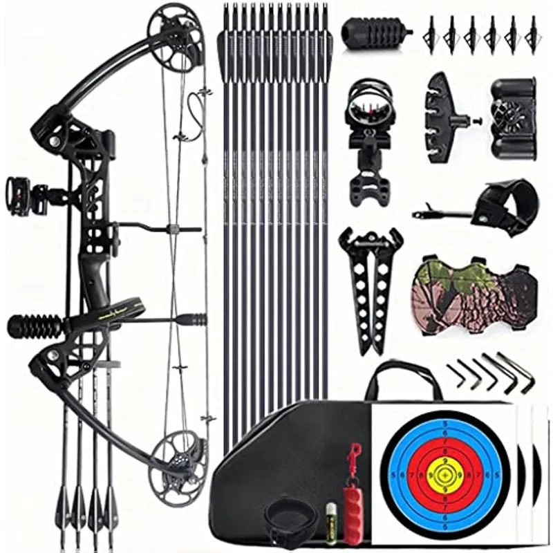 

Compound Bow and Archery Sets - Right Hand Archery Compound Bows 0 - 70 Lbs Draw Weight Adjustable for Adults and Beginners