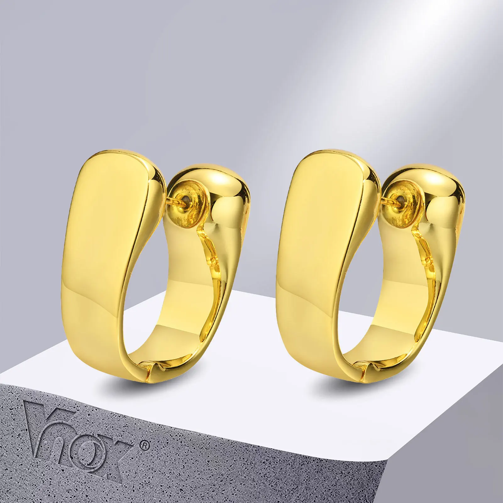 

Vnox Contemporary Gold Color Hoop Huggie Earrings for Women, Chic Simple Geometric Earrings Party Gift Jewelry