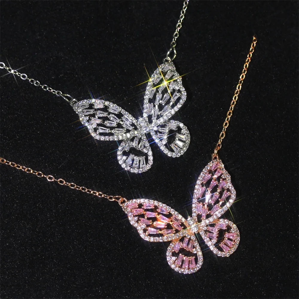 

Luxury Zircon Butterfly Collection Jewelry Butterfly Necklace Earrings Ring Jewellery Set for Women