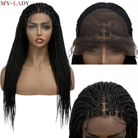my lady 20inch synthetic senegalese twist braids wigs with baby hair knotless lace front wig twist braided afro wig brazilian