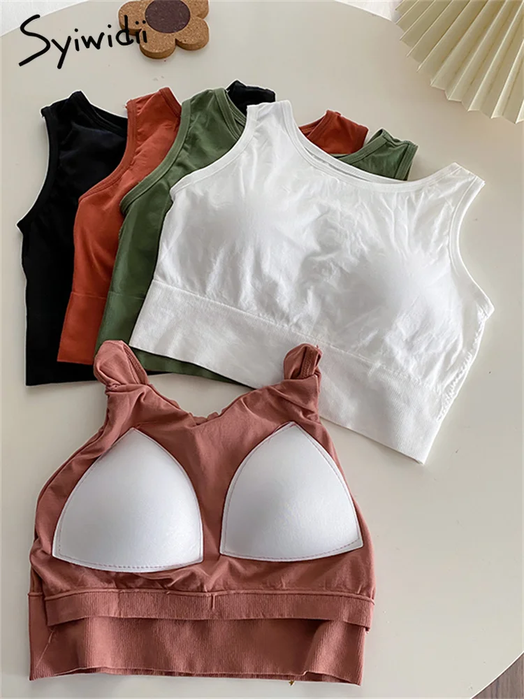 Syiwidii корейский спортивный укороченный топ женское нижнее белье со встроенным