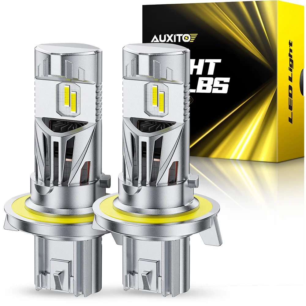 Фото AUXITO 2 шт. 25000 лм H13 9008 LED Turbo лампы для фар H4 9007 HB5 LED, ближний и дальний свет, 6500K белый, 80 Вт, Canbus, автомобильное освещение 12В №1