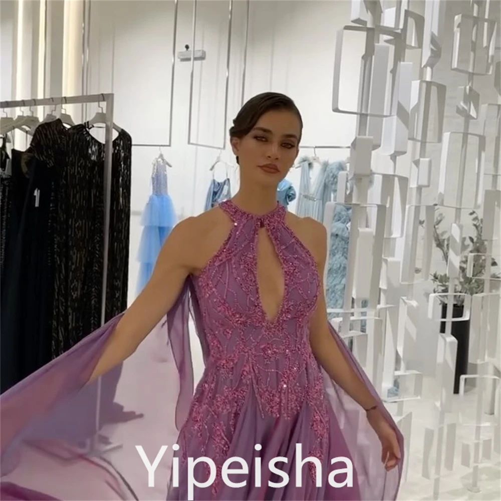 Yipeisha высококачественные изысканные вечерние платья а-силуэта с лямкой на шее из