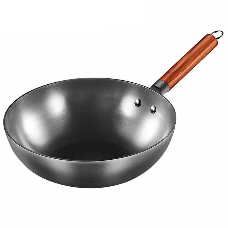 Wok Traditional Handmade Iron Wok Pan Non-stick Pan Non-coating Induction And Gas Cooker Cookware