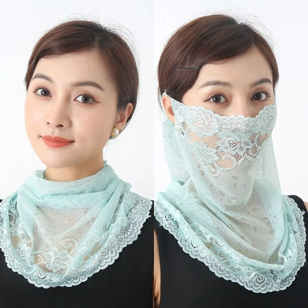Шарф для лица с защитой от УФ-лучей Новая удобная кружевная маска шеи