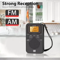 high quality portable mini radio handheld am fm dual band stereo pocket radio receiver with led display speaker alarm clock pock