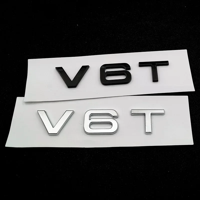 3d ABS Chrome Black V6T Logo Number Letters Car Fender V6 T Emblem Badge Decal For Audi A6 A4 4 S4 C7 Sticker Accessories
