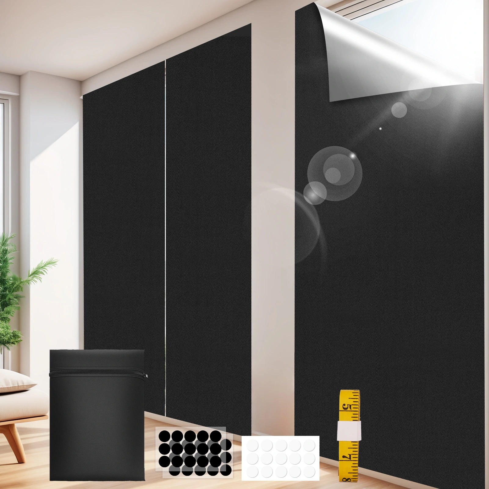 

Затемняющая штора 100% Blackout, черная, полиэстер