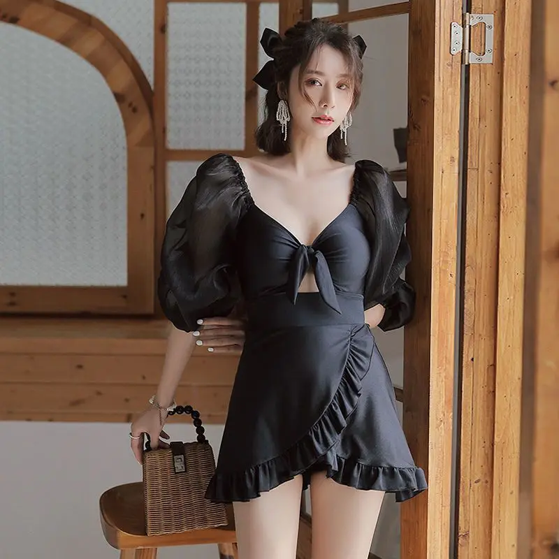 Купальник женский цельный скрывающий живот с длинным рукавом - купить по