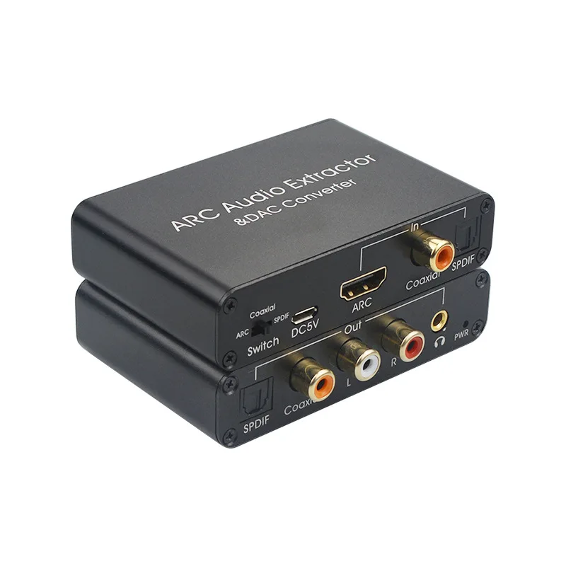 HDMI-compatible ARC Audio Extractor DAC Converter Adapter Fiber Coaxial SPDIF Coaxial RCA 3.5mm Headphone Jack Output Convertor enlarge