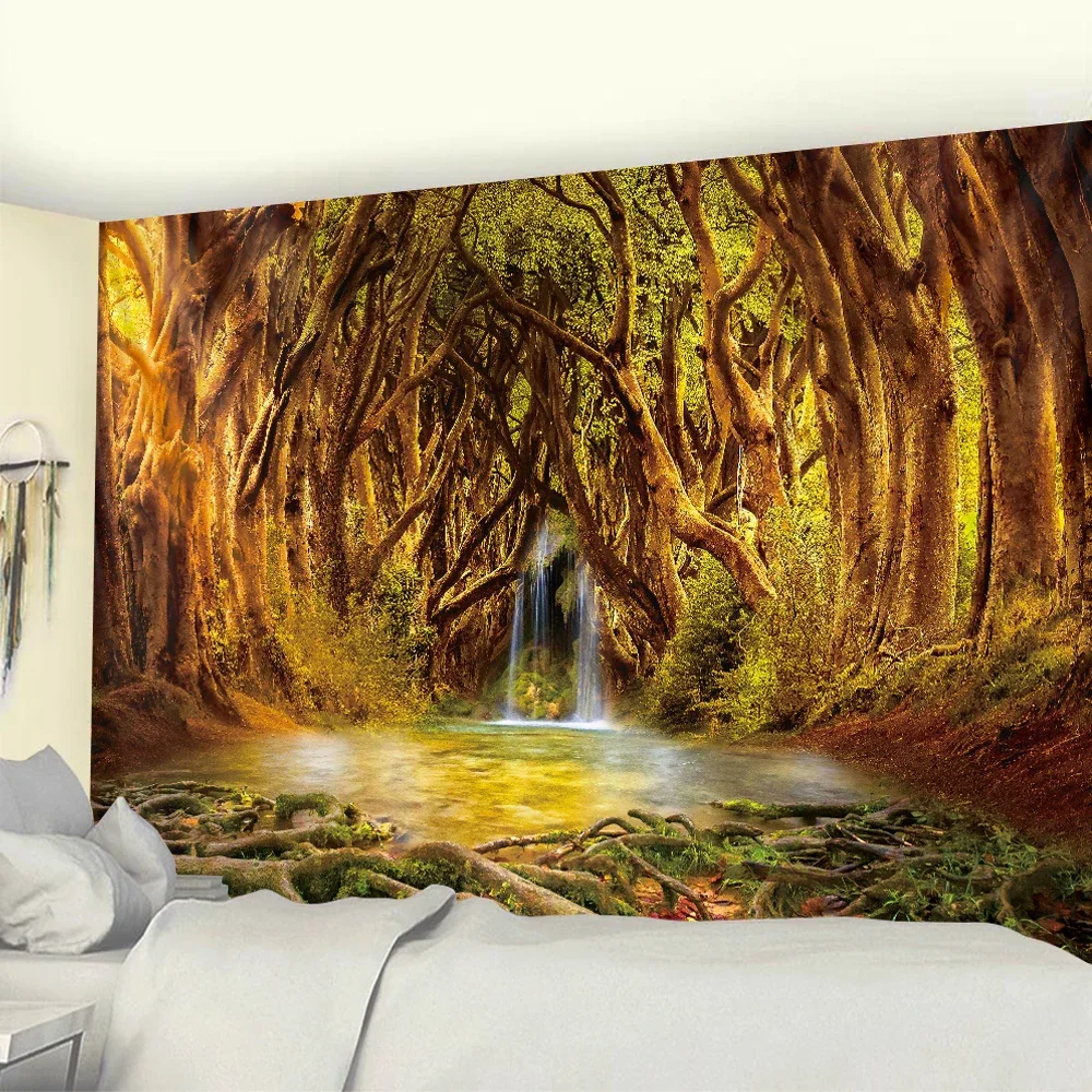 Лесные растения листья психоделическая сцена домашнее искусство Декор гобелен в