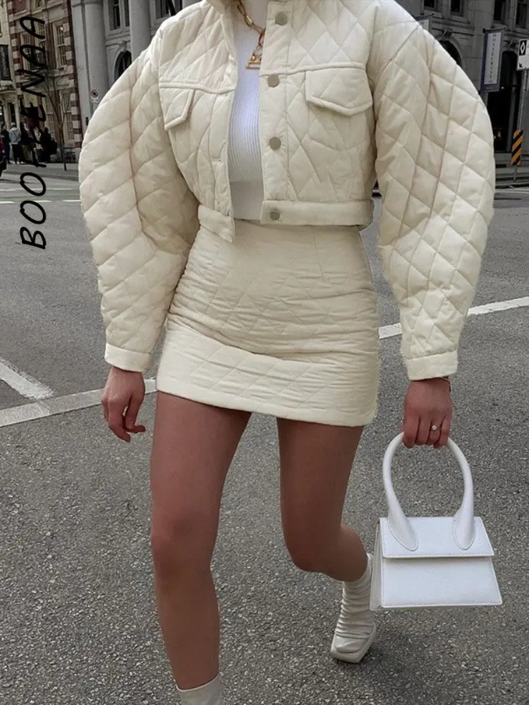 

BOOFEENAA Street Style Quilted Jacket Winter Clothes Women Fashion Outfits Button Up Crop Puffer Jackets Bubble Coats C66-GE46