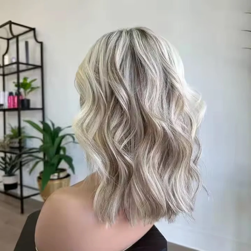 Натуральный хайлайтер цветной кружевной парик из синтетических волос