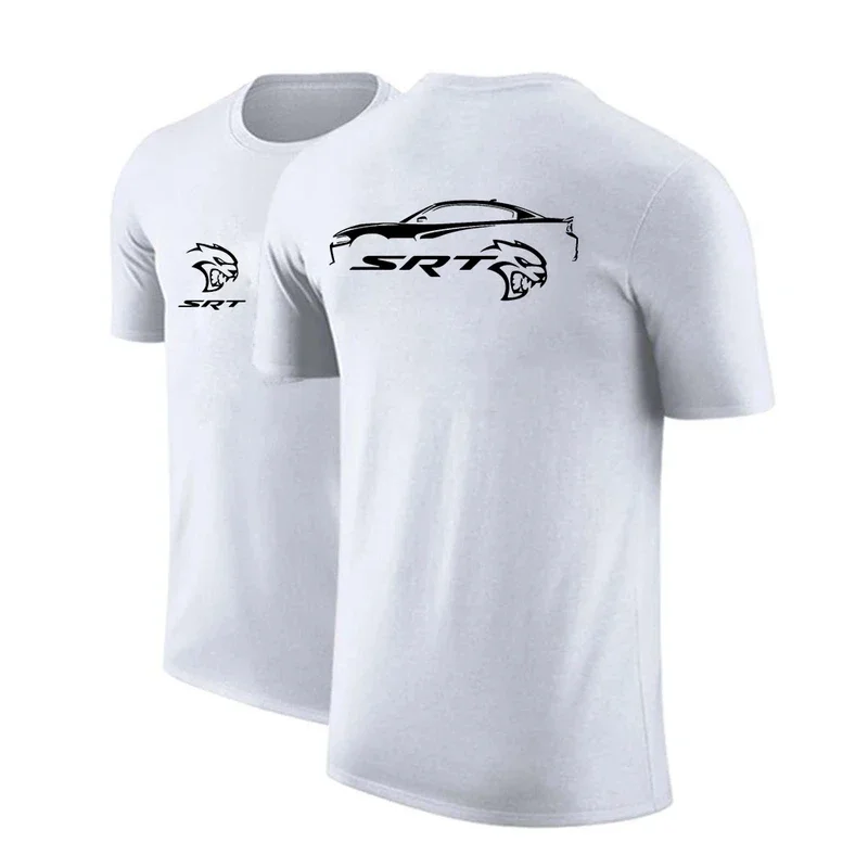 SRT Hellcat 2023 Men's New Summer Hight Quality Solid Color Breathable Casual Short Sleeves Cotton T Shirts Round-Neck Tee Tops