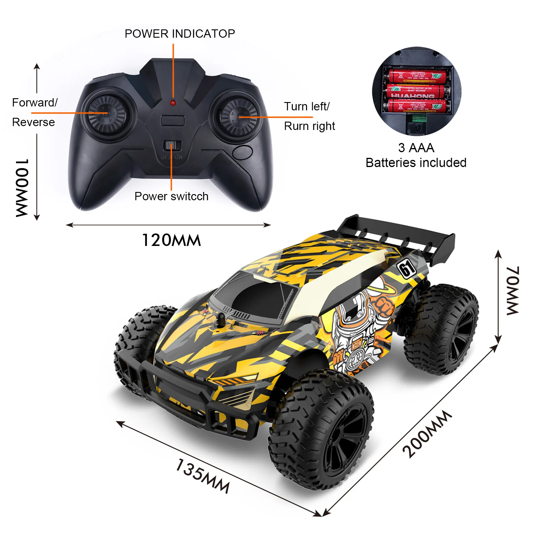 CSF NEW Remote Control Car 2.4GHz RC Car All-Terrain 18Km/H OFF-1:18/1:14 Road Monster Truck Toy With Battery For Boys Kids Gift images - 6