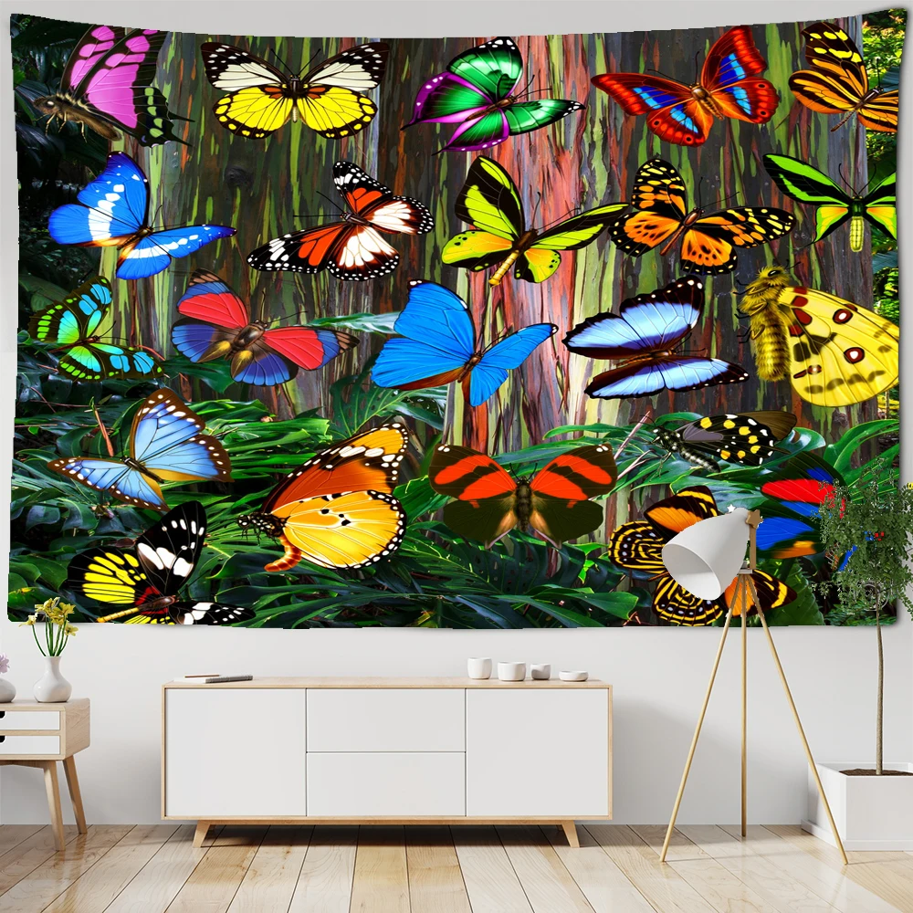 

Flower Butterfly Tapestry Simple Nordic Style Hippie Wall Hanging Bohemian Bedspread Dorm Decor Tapestries Yoga Mat Beach Towel
