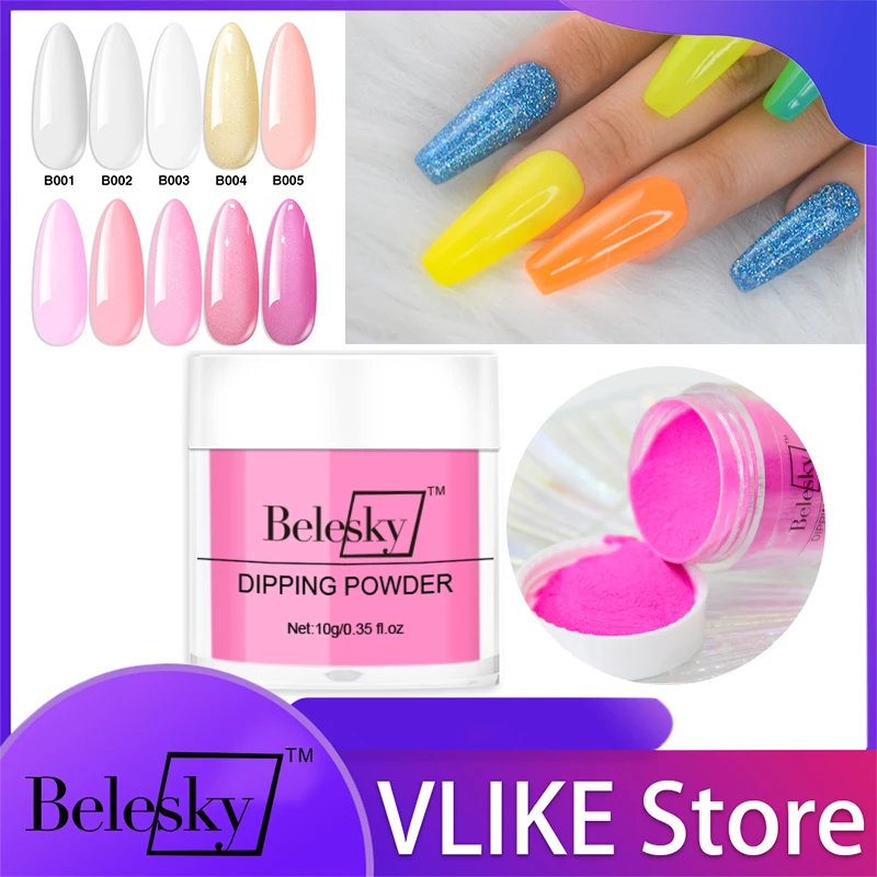 

BELESKY New Arrival Colors 10g/Jar Dipping Powder Without Lamp Cure Nails Dip Powder Summer Gel Nail Color Powder (B121-BG30)