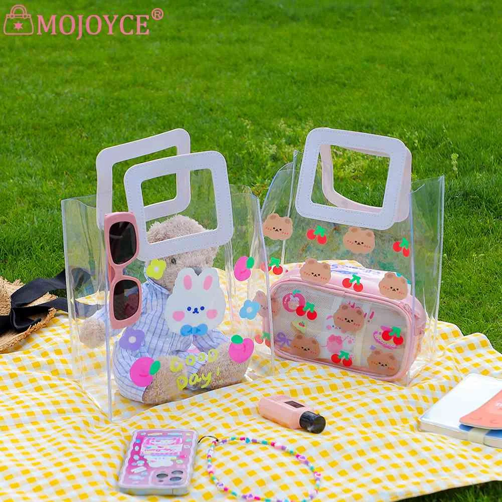 

Летняя Прозрачная женская сумка из ПВХ, мультяшный милый медведь, женская пляжная сумка, повседневные Прозрачные Пляжные сумки для девочек-...