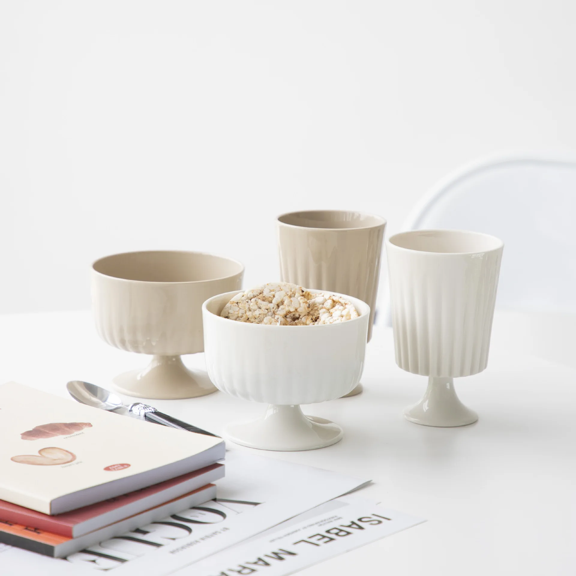 

Ceramic water cup relief goblet ice cream cup