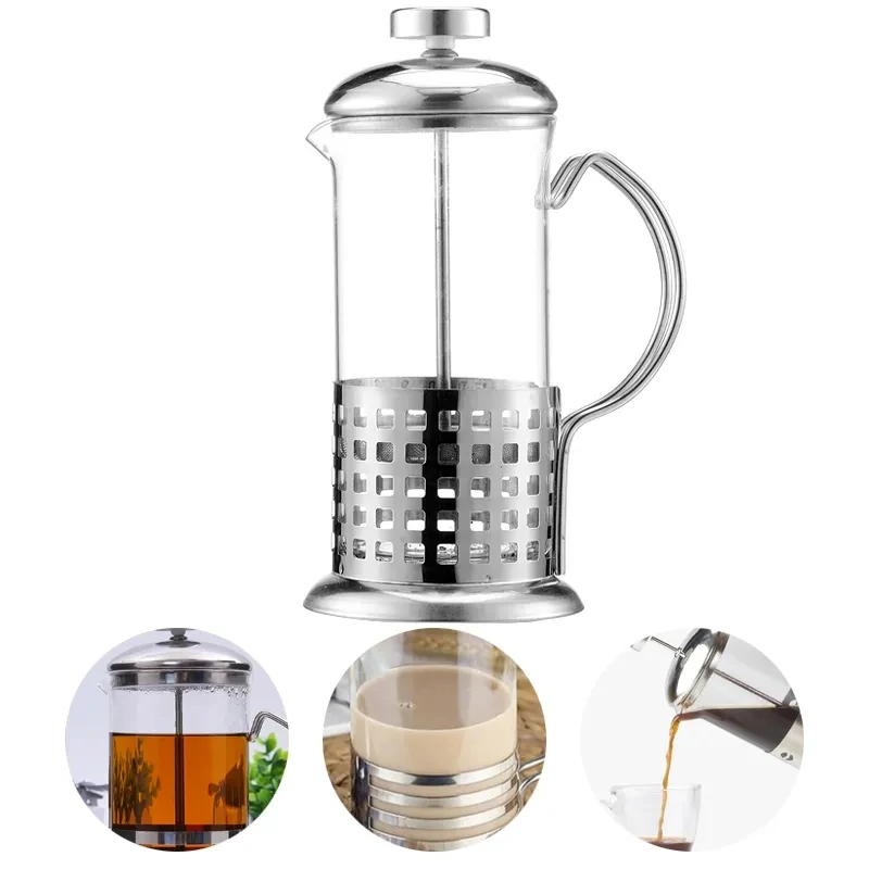 Pot French Coffee Tea Percolator Filter Stainless Steel Glas