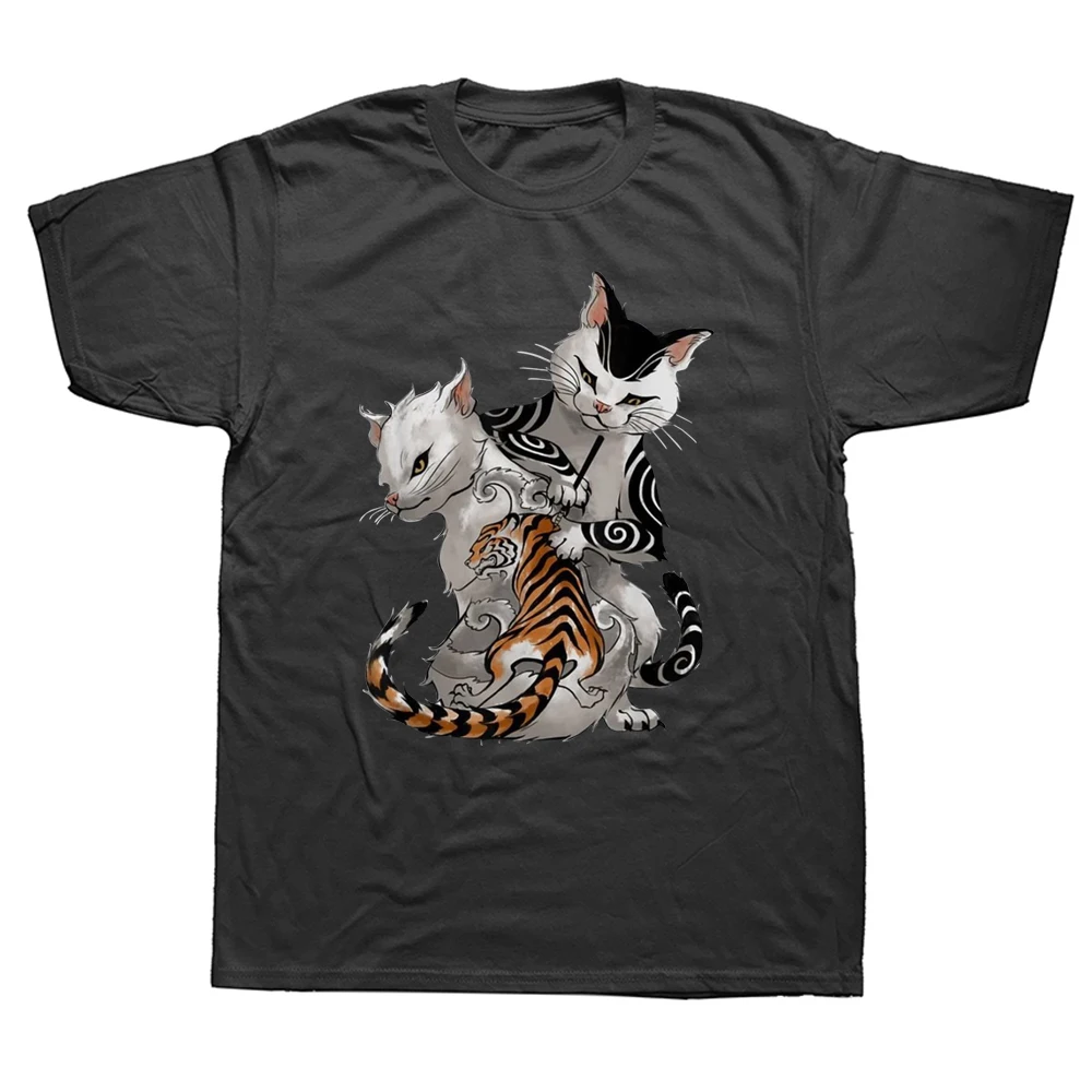 

Funny Cat Artist with Traditional Japanese Tattoo T Shirts Graphic Cotton Streetwear Short Sleeve Birthday Gifts Summer T-shirt