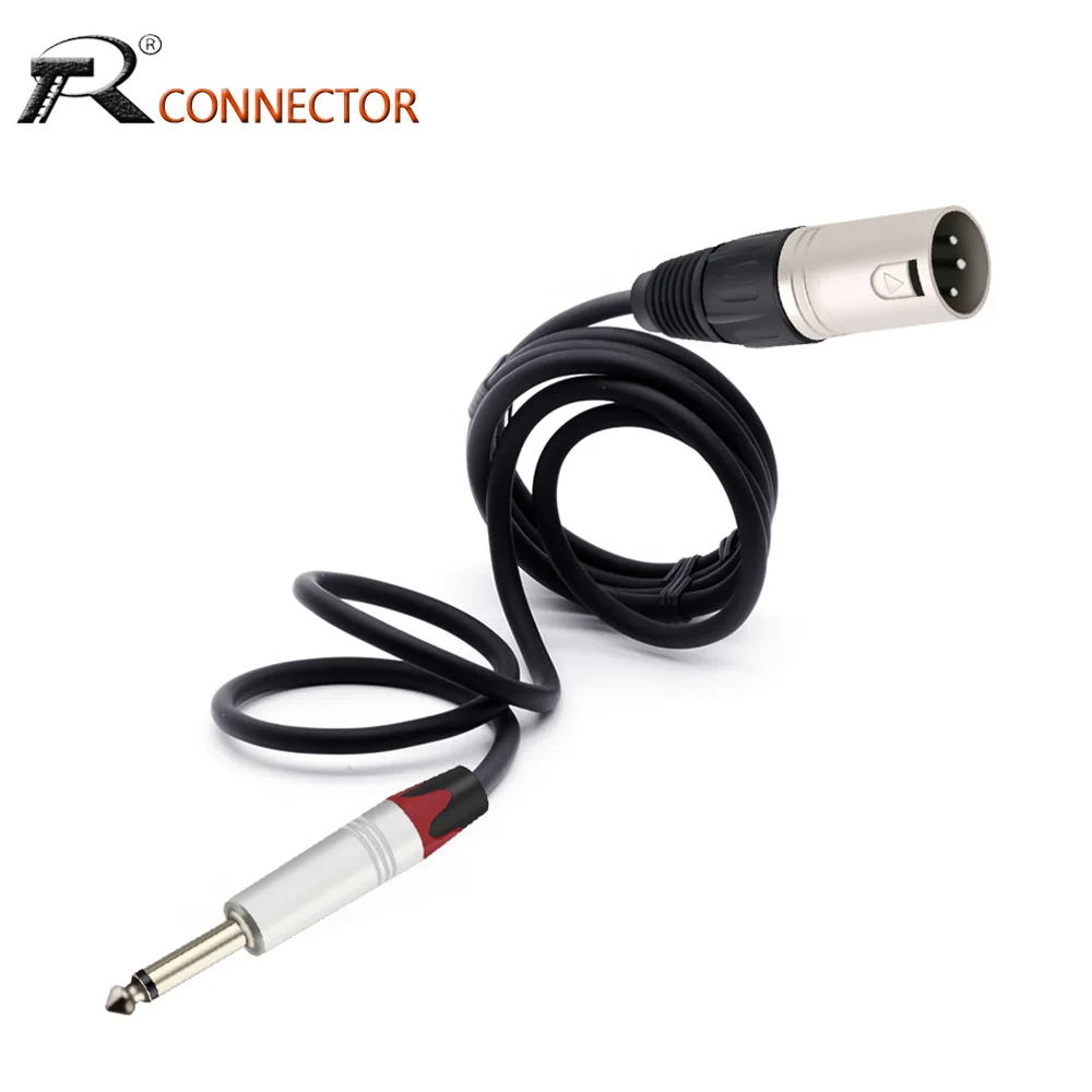 

3 контакта разъем 6,35 мм 1/4 дюйма моно штекер к XLR штекер к Aux шнур для сбалансированного микрофона соединения, смешивающая консоль