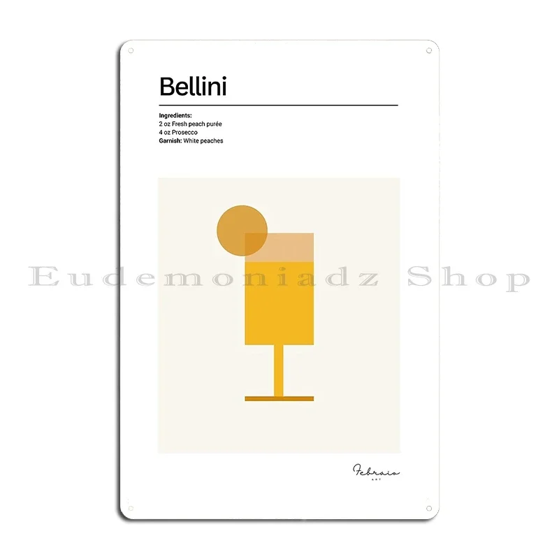 Металлическая табличка для коктейля Bellini