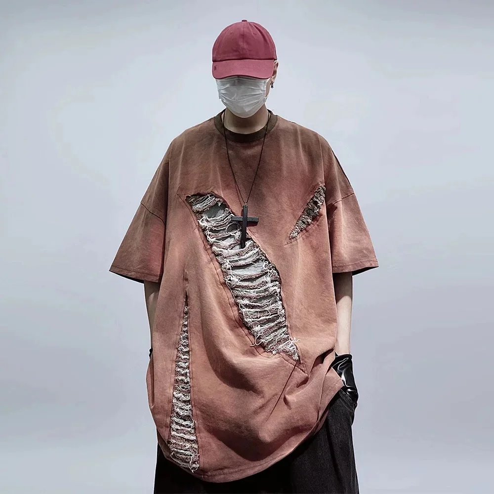 Тяжелая футболка с коротким рукавом в американском стиле хип-хоп модный