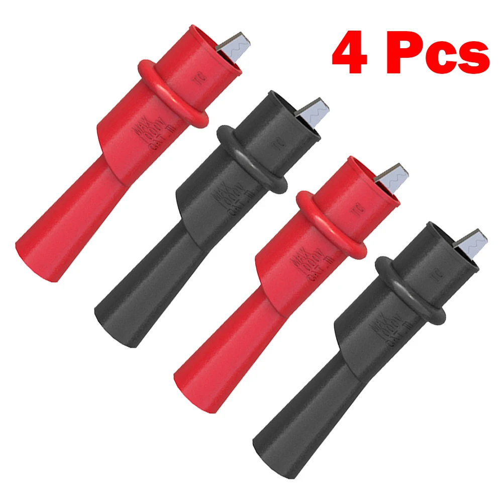 

Durable Alligator Clip 4* 4pcs Crocodile Clamp Insulated Iron + PVC Multimeter Push Red/black Welding Assembly
