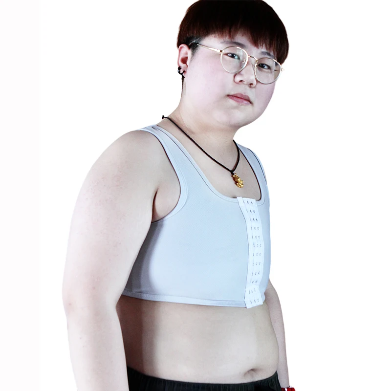 HaleyChan Women's Breathable Plus Siz Chest Binder Tomboy Trans Lesbian FTM Transgender Mesh Middle Hooks Crop Top Women Corset