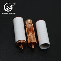 rca cable adapter xssh oem odm gift box packing metal shell hifi diy red pure copper audio video male rca plug connector jack