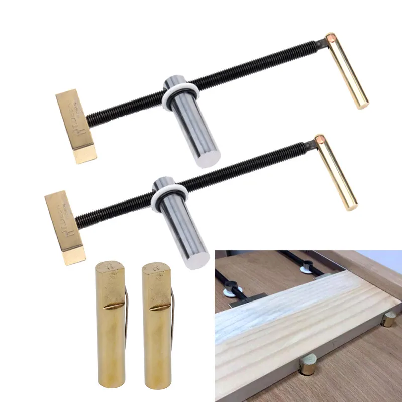

Extended Brass Woodworking Desktop Clip Fast Fixed Clip Quick Fixture Clamping Tool Kit for 19MM/20MM Hole Woodworkenches Tools