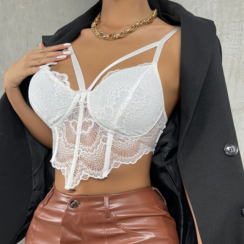 

Sexy Lingerie Underwear Floral Lace Bra Slim Bustier Sheer Tops Seamless Bralette Cut Out Sheer Wireless Bras Hellow Brassiere