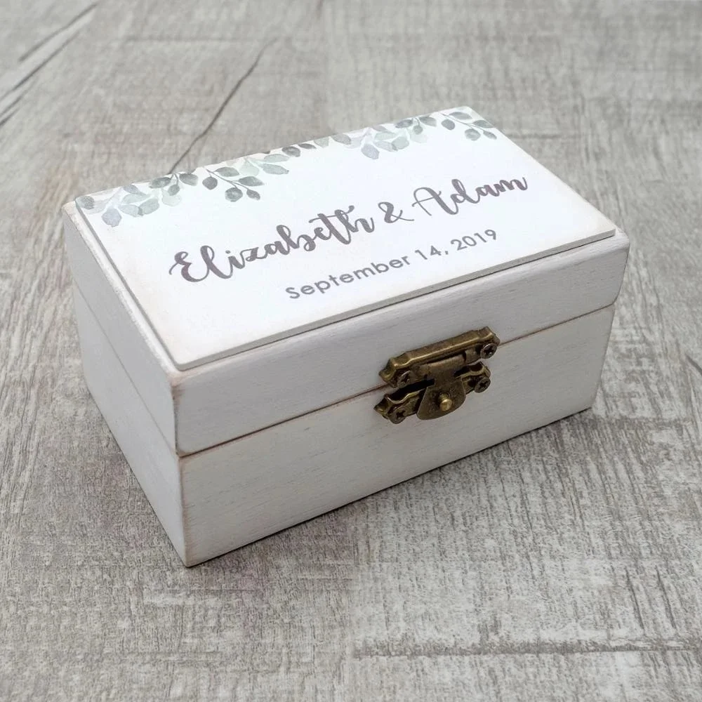 Custom Wedding Ring Box Personalized Ring Bearer Box Valentines Engagement Rings Holder Customized Your Names and Date