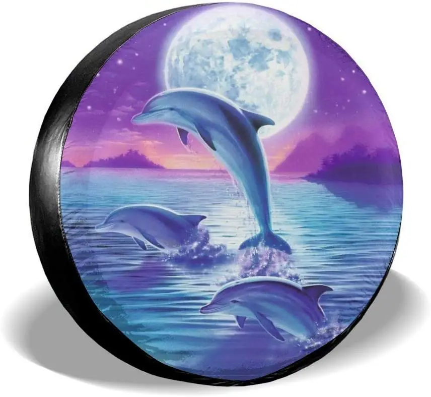 

Foruidea Ocean Dolphin Spare Tire Cover Waterproof Dust-Proof UV Sun Wheel Tire Cover Fit for Jeep,Trailer, RV, SUV and Many Veh