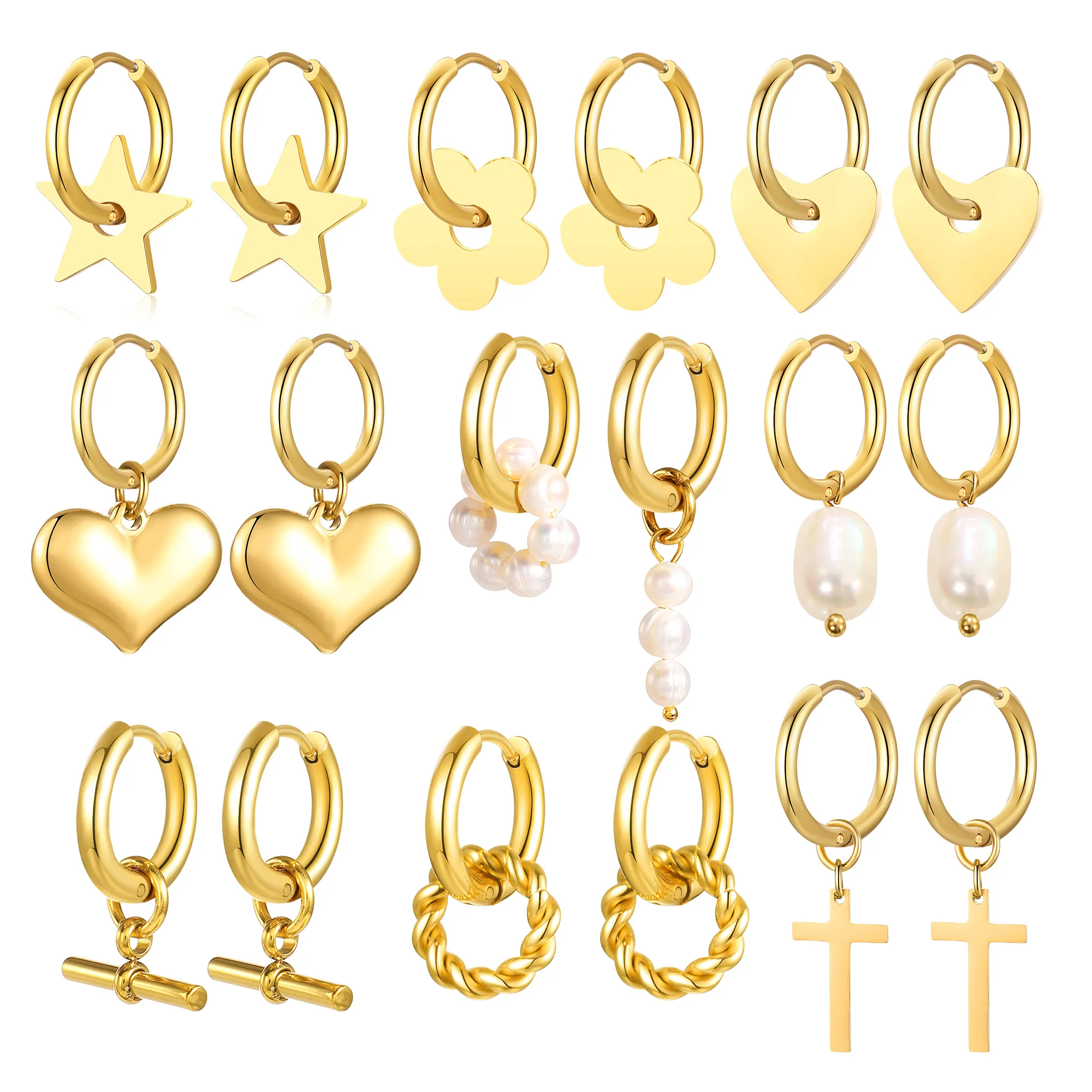 

Серьги-кольца цветок для женщин, очаровательные обручи, серьги Huggie из нержавеющей стали, минималистичные аксессуары для ушей