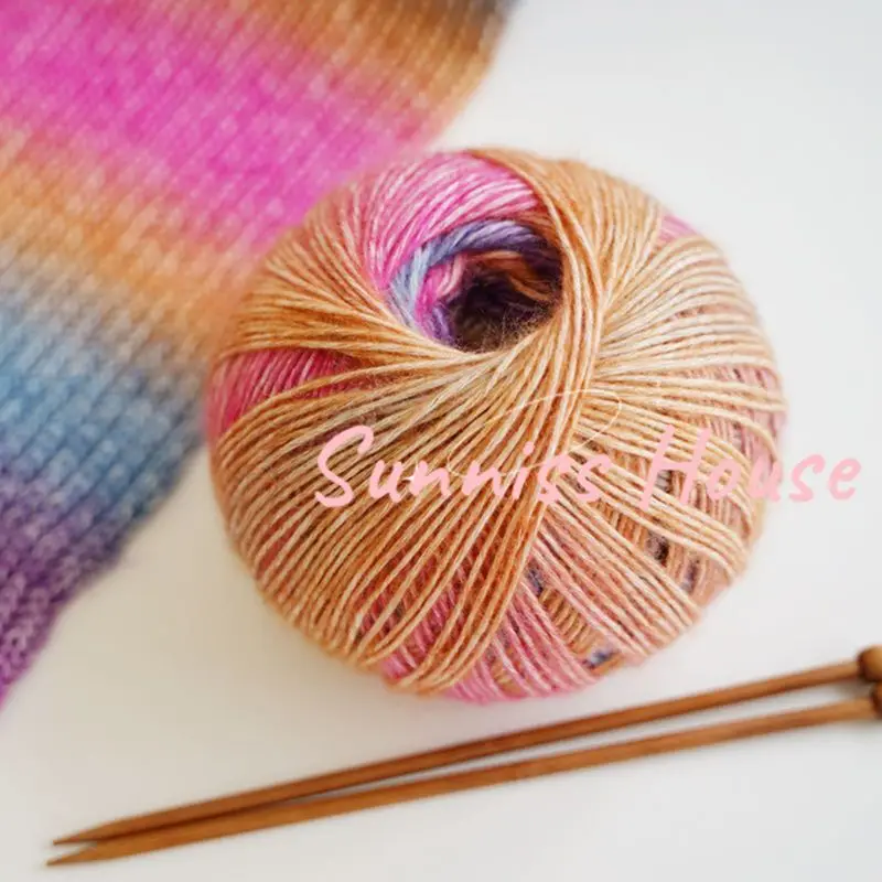 50 г сегментная окрашенная шерстяная детская нить градиентный Радужный шарик из