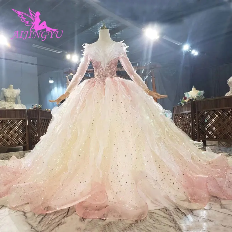 

AIJINGYU Quality Wedding Dress Guangzhou Princess Pearl Beads Chile Suzhou Love Season Plus Size Gown