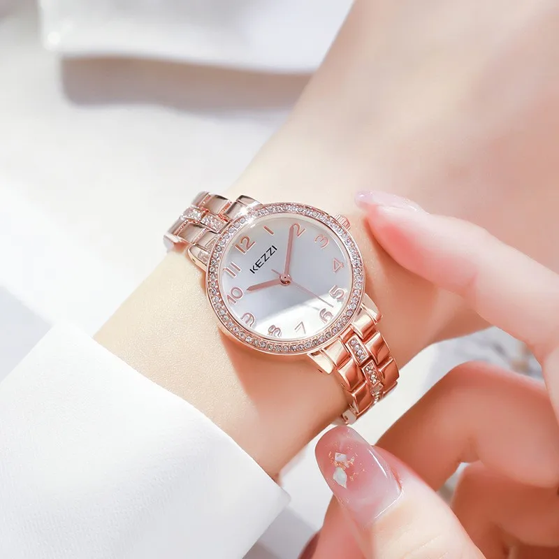 Fashion and atmospheric digital dial luminous waterproof new trend flash diamond simple watch strap women's watch
