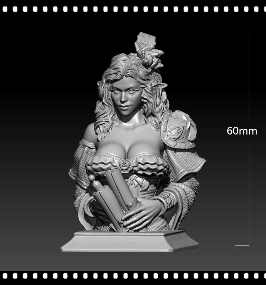 

Unpainted Resin Model Kits 60mm Female Wizard Bust GK Resin Model Anime Figure 3D Printing Garage Kit 026