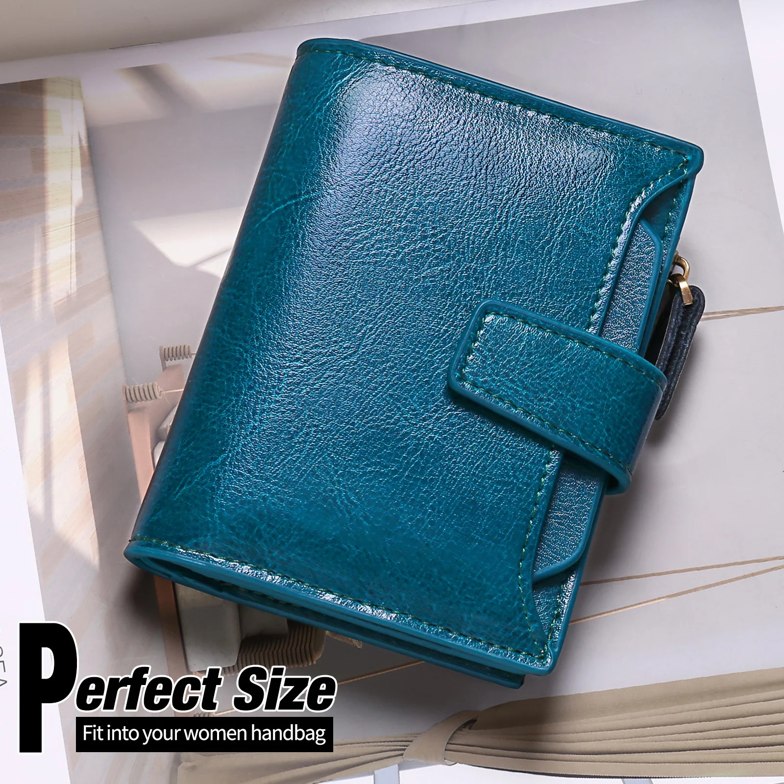 

Leather wallet Women's short multi-functional zipper Women's wallet Large capacity clip Zero wallet