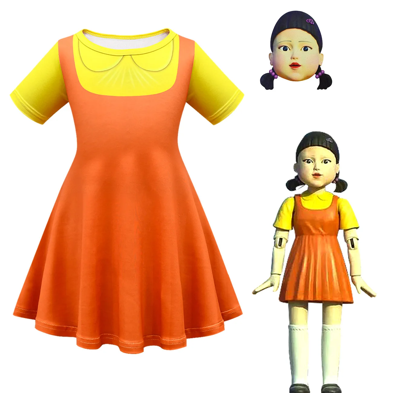 Costume Cosplay di Halloween Party Squid Game New Girls manica corta bambino Costume 123 Doll Dress