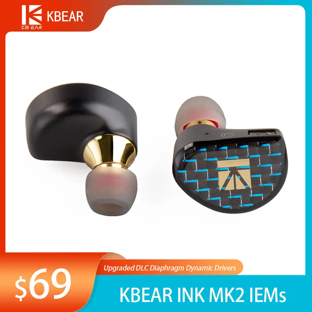

Проводные Hi-Fi наушники-вкладыши KBEAR INK MK2, модернизированные спортивные наушники-вкладыши с диафрагмой DLC и 2 разъемами, со съемным кабелем 0,78