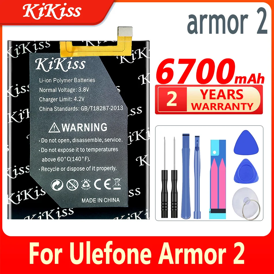 

6700mAh Battery For Ulefone Armor 2 Battery 5.0inch Helio P25 Battery Cell Phone Replacement Batteries + Gift Tools