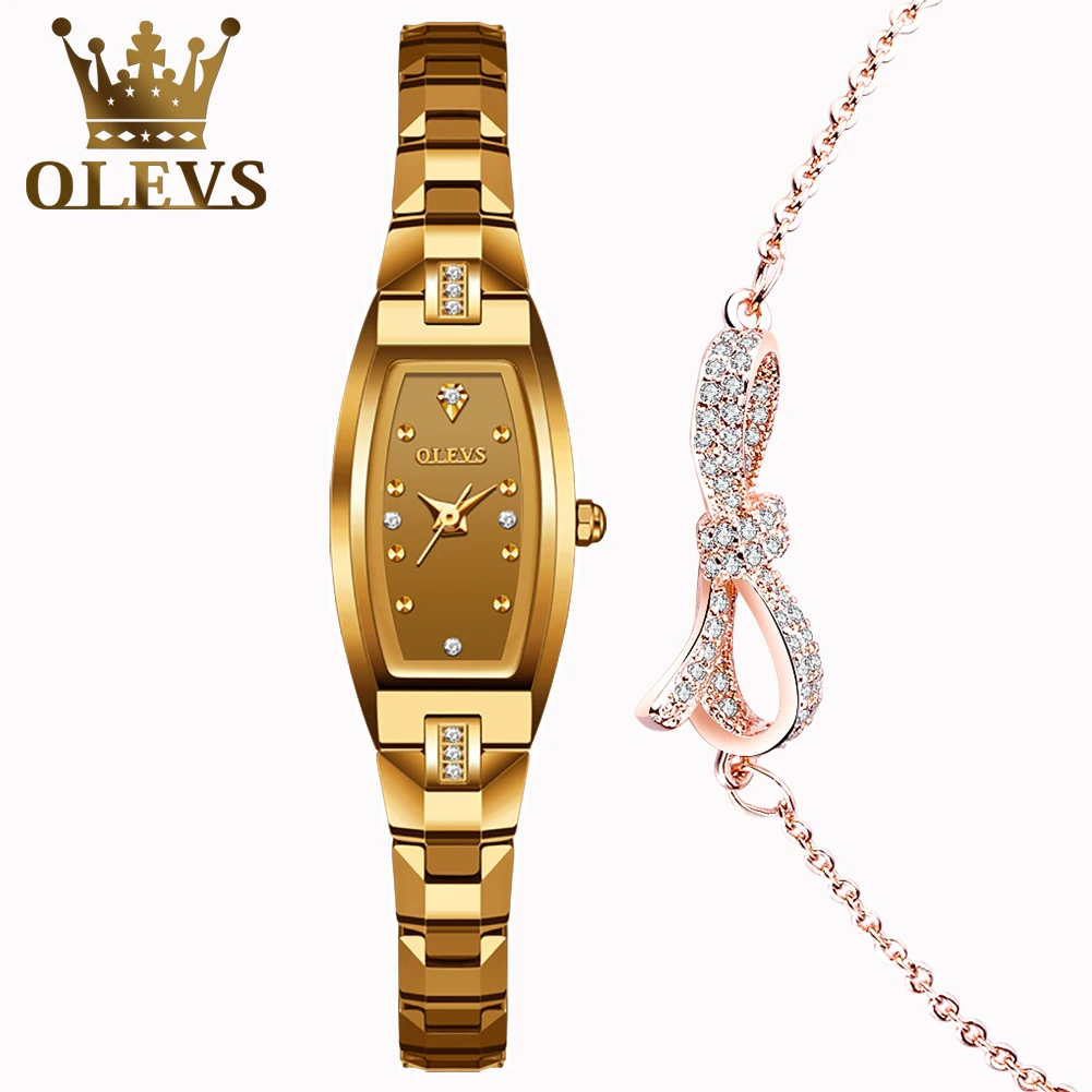 OLEVS Women's Quartz Watch Luxury Lmported Movement Gold Waterproof Elegant Diamond Set Jewellery Women Wrist Watch